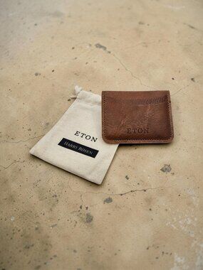ETON Brown Leather Cardholder & Harry Rosen Pouch